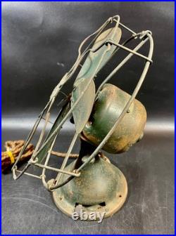 Antique General Electric Desk Fan Green Paint Original Wiring GE 20s
