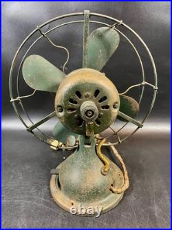 Antique General Electric Desk Fan Green Paint Original Wiring GE 20s