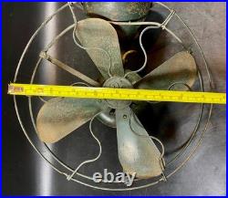 Antique General Electric Desk Fan Green Paint Original Wiring GE 20s