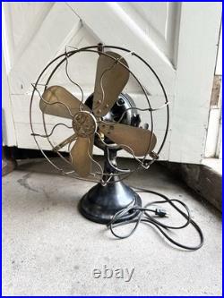 Antique General Electric Fan BMY Big Motor Yoke GE Brass Desk Fan Working