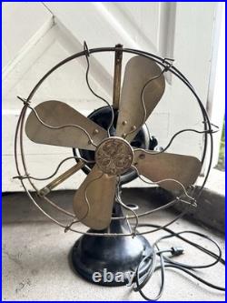 Antique General Electric Fan BMY Big Motor Yoke GE Brass Desk Fan Working