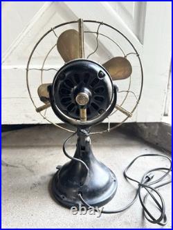 Antique General Electric Fan BMY Big Motor Yoke GE Brass Desk Fan Working