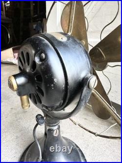 Antique General Electric Fan BMY Big Motor Yoke GE Brass Desk Fan Working
