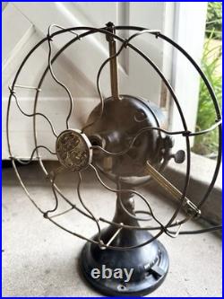 Antique General Electric Fan BMY Big Motor Yoke GE Brass Desk Fan Working