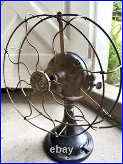 Antique General Electric Fan BMY Big Motor Yoke GE Brass Desk Fan Working