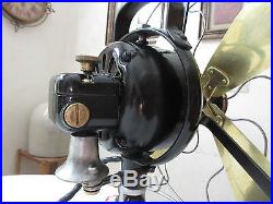 Antique General Electric GE 12 Brass Blade 3 Speed Oscillator Fan restored