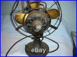 Antique General Electric GE 12 inch Brass Blade Fan no. 867351