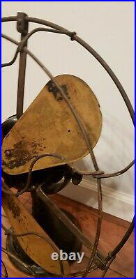 Antique General Electric GE 16 Brass Blade Fan Alt Current Pat 1901 Running
