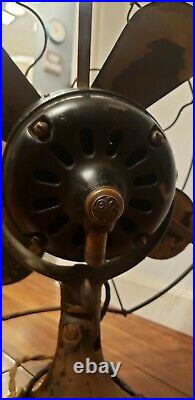 Antique General Electric GE 16 Brass Blade Fan Alt Current Pat 1901 Running