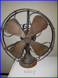 Antique General Electric GE 16 Square Brass Blade Fan 3 Speed HTF 25425 E125223