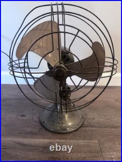 Antique General Electric GE 3 Blade Black Table Desk Oscillating Fan 273100-1