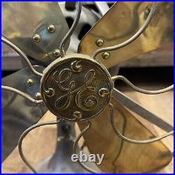 Antique General Electric GE 4 Brass Blade Oscillating Desk Fan 16 For Repair