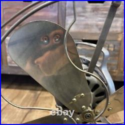 Antique General Electric GE 4 Brass Blade Oscillating Desk Fan 16 For Repair