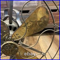 Antique General Electric GE 4 Brass Blade Oscillating Desk Fan 16 For Repair
