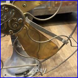 Antique General Electric GE 4 Brass Blade Oscillating Desk Fan 16 For Repair