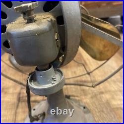Antique General Electric GE 4 Brass Blade Oscillating Desk Fan 16 For Repair
