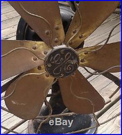 Antique General Electric GE Brass 6 Blade 12 Oscilating Fan Type A0