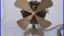 Antique General Electric GE Brass Blade Cast Iron Pancake Fan Fancy Base 1901