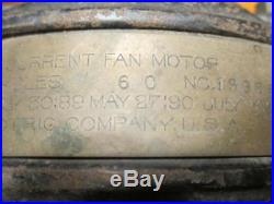 Antique General Electric GE Brass Blade Cast Iron Pancake Fan Fancy Base 1901
