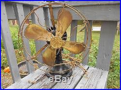 Antique General Electric GE Brass Blade Collar Oscillator 13 Cage Fan No 634674