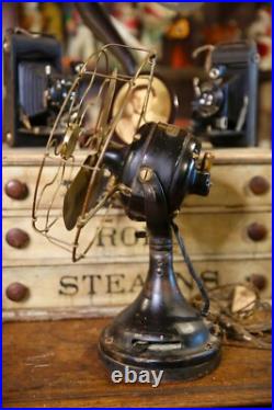 Antique General Electric GE Brass Blade Fan Industrial Brass Cage 12 Vintage