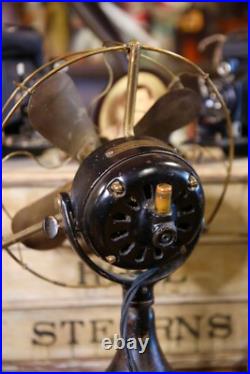 Antique General Electric GE Brass Blade Fan Industrial Brass Cage 12 Vintage