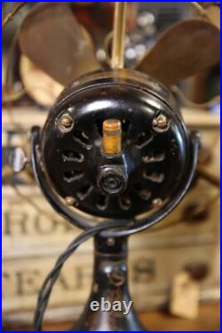 Antique General Electric GE Brass Blade Fan Industrial Brass Cage 12 Vintage