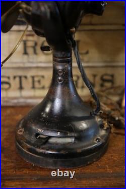 Antique General Electric GE Brass Blade Fan Industrial Brass Cage 12 Vintage