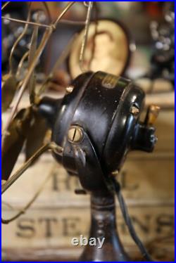 Antique General Electric GE Brass Blade Fan Industrial Brass Cage 12 Vintage