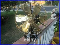 Antique General Electric GE KIDNEY Oscillating Fan 12 brass blade fan