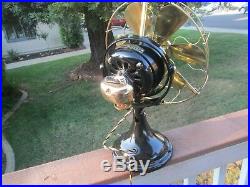 Antique General Electric GE KIDNEY Oscillating Fan 12 brass blade fan