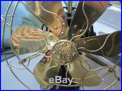 Antique General Electric GE KIDNEY Oscillating Fan 12 brass blades CAGE