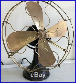 Antique General Electric GE NON Oscillating Fan 16 brass blades CAGE NEW MOTOR