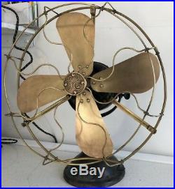 Antique General Electric GE NON Oscillating Fan 16 brass blades CAGE NEW MOTOR