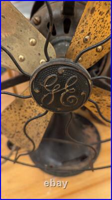 Antique General Electric GE Type AOU 4 Brass Blade Oscillating Fan All Original