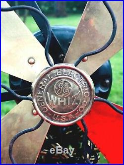 Antique General Electric GE WHIZ Brass Blade Fan Black RESTORED RUNS SMOOTH
