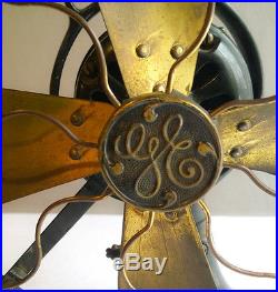Antique General Electric Oscillating Fan Brass Blades 75423 AO Type R5 Works