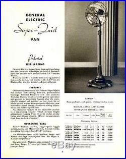 Antique General Electric Vortalex 18 Pedestal Oscillating Fan 1930's