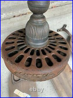 Antique General Electric ceiling fan cast iron oak leaf 1905