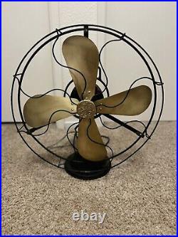 Antique General Electrical Variable Speed Brass Blade 16 Working Fan