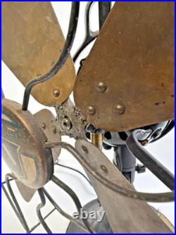 Antique Graybar Oscillating Desk Fan 75G425 Brass Blades 3-Speed Works