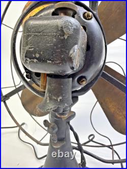 Antique Graybar Oscillating Desk Fan 75G425 Brass Blades 3-Speed Works