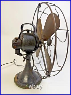 Antique Graybar Oscillating Desk Fan 75G425 Brass Blades 3-Speed Works