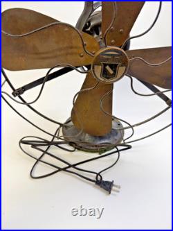 Antique Graybar Oscillating Desk Fan 75G425 Brass Blades 3-Speed Works