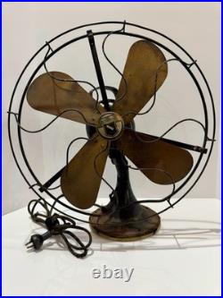 Antique Graybar Quality Brass Blade Electric Desk Fan 17.5 Cage