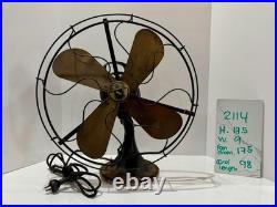 Antique Graybar Quality Brass Blade Electric Desk Fan 17.5 Cage