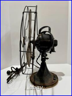 Antique Graybar Quality Brass Blade Electric Desk Fan 17.5 Cage