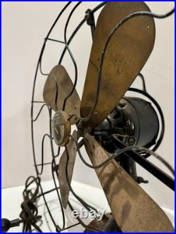 Antique Graybar Quality Brass Blade Electric Desk Fan 17.5 Cage