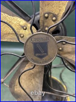 Antique Graybar (Western Electric) Fan 4 Brass Blades 1920's 17 Cage Working