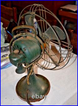 Antique Green Ge 75423 Electric Fan Metal 4 Blade Industrial Oscillating Fan